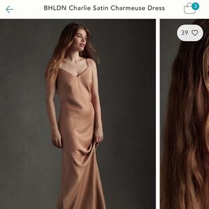 NWT BHLDN Charlie Satin Charmeuse Dress in Camel